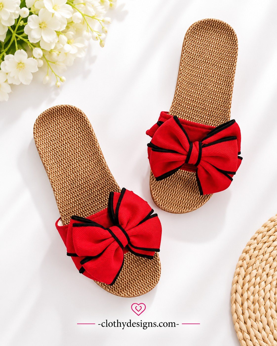 Women’s Cute Bow-Knot Linen Slippers – Soft Indoor Flat Shoes for Home